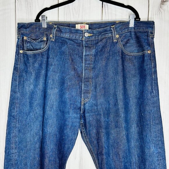 Levis 501 Jeans Mens Size 44x34 Blue Button Fly Straight Leg Denim Pants - Picture 2 of 10